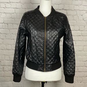 Vintage Quilted Faux Leather Bomber